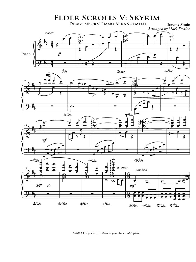 Skyrim - Dragonborn Piano | PDF | Loisirs | Des Sports