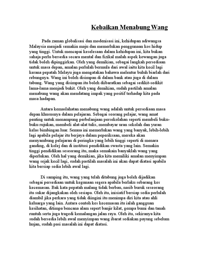 Kebaikan Menabung Wang | PDF