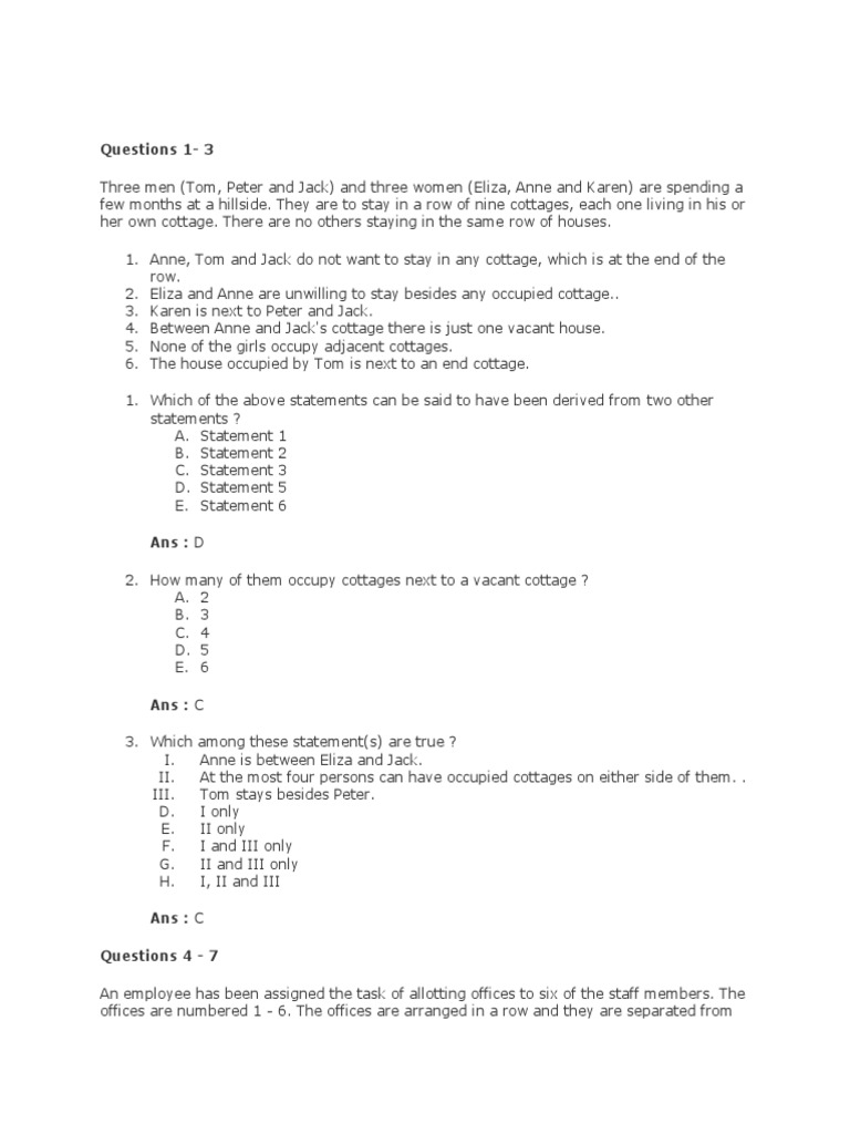 Analytical Reasoning Questions | PDF | Dinosaurs | Public Transport