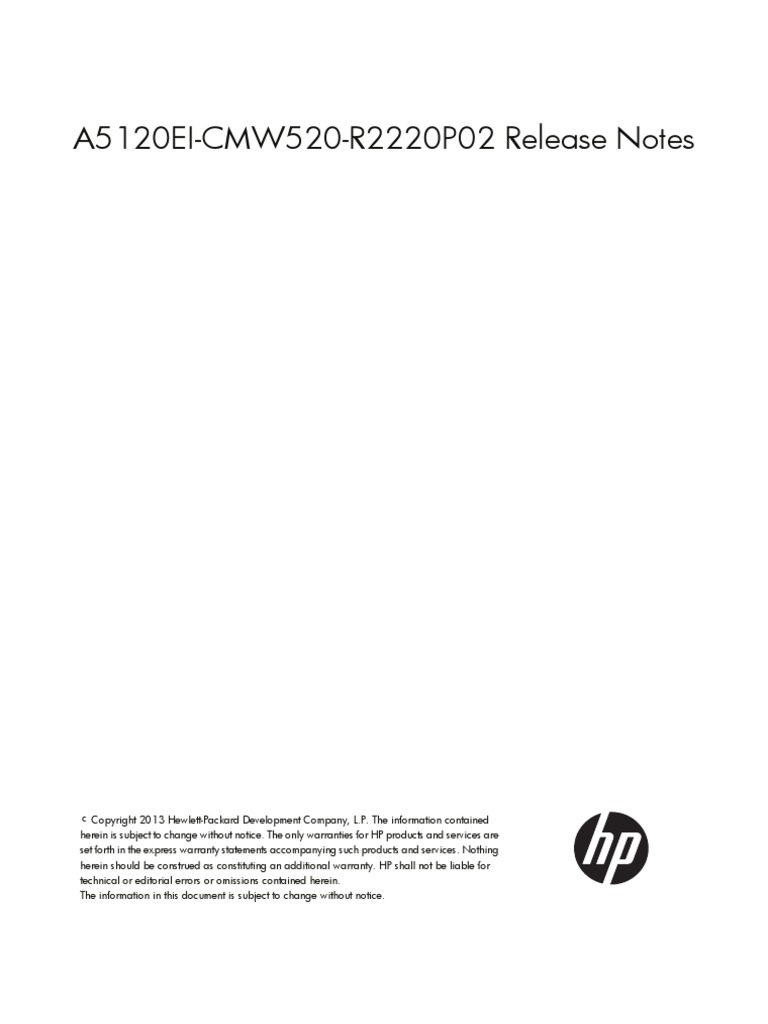 HP A5120ei-Cmw520-R2220p02 Release Notes | PDF | Ip Address | Booting