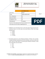 Mathematical Ability Test on Time & Distance Problems - MAA4