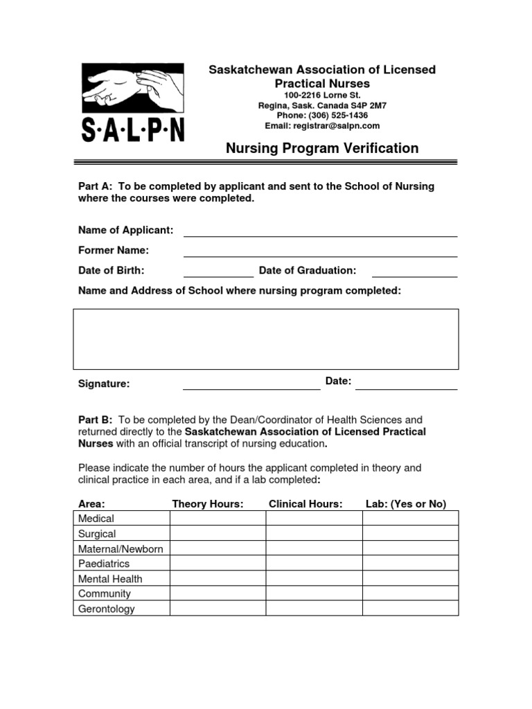 Nursing Program Verification: Saskatchewan Association of Licensed ...