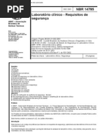 NBR14785 - Laboratório clínico - Requisitos de Segurança