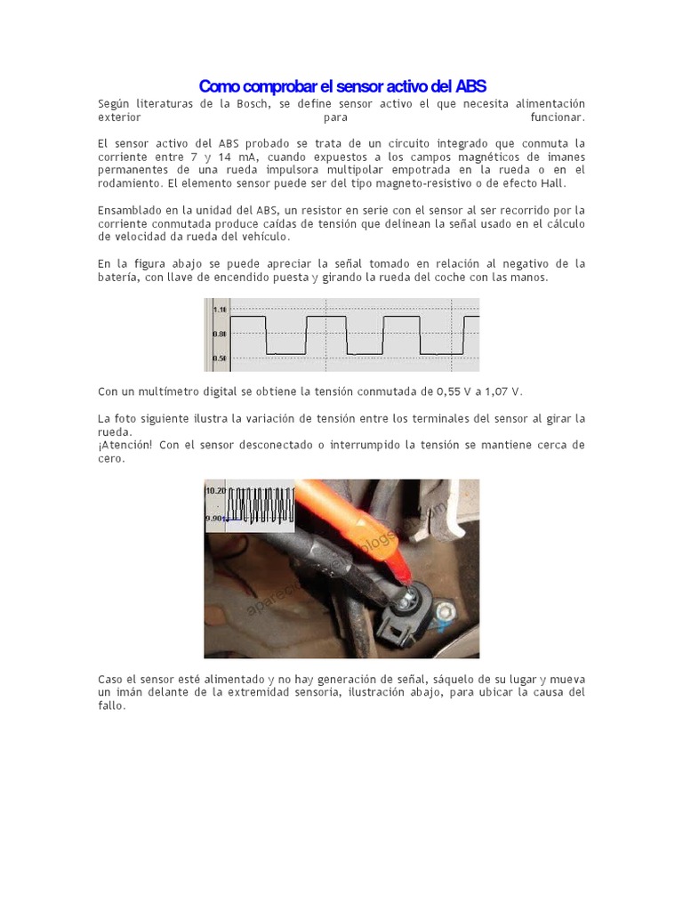 Cómo probar sensor ABS activo | PDF