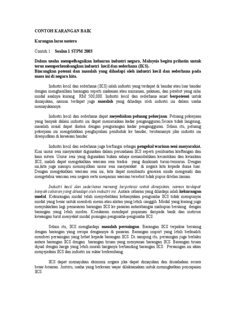Contoh Karangan Baik Pdf