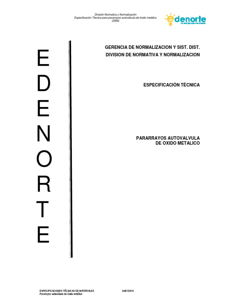 Eett0082 - Pararrayos Autovalvula de Oxido Metalico | PDF | Frecuencia ...