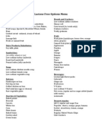 Lactose Free Options Menu