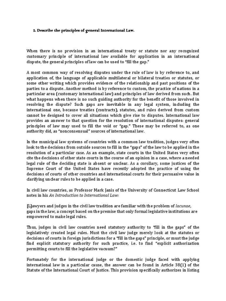 Describe The Principles of General International Law | PDF ...