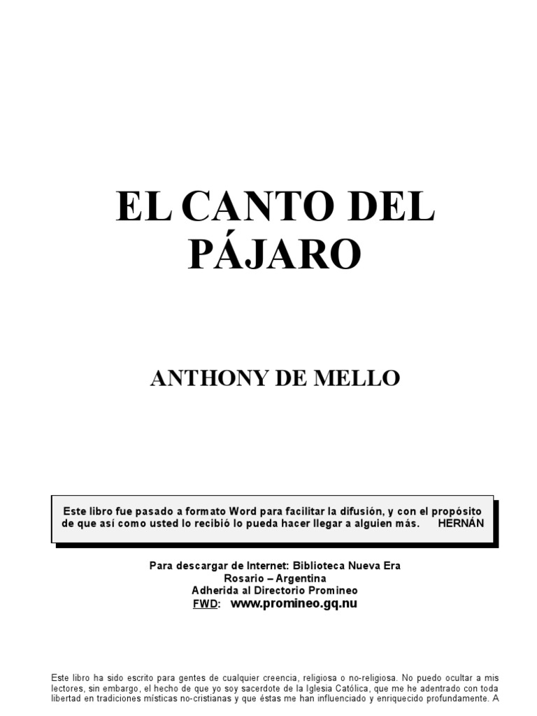 De Mello Anthony El Canto Del Pájaro Pdf Gautama Buddha Zen