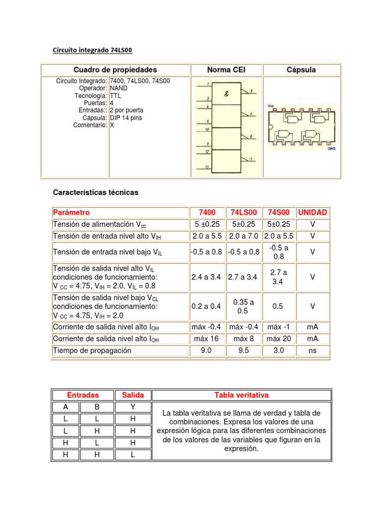 Circuito Integrado 74LS00 | PDF | Puerta lógica | Diseño electronico