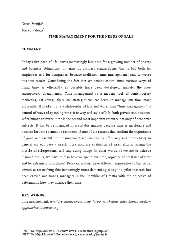 Effective Time Management in Sales | PDF | Sales | Time Management