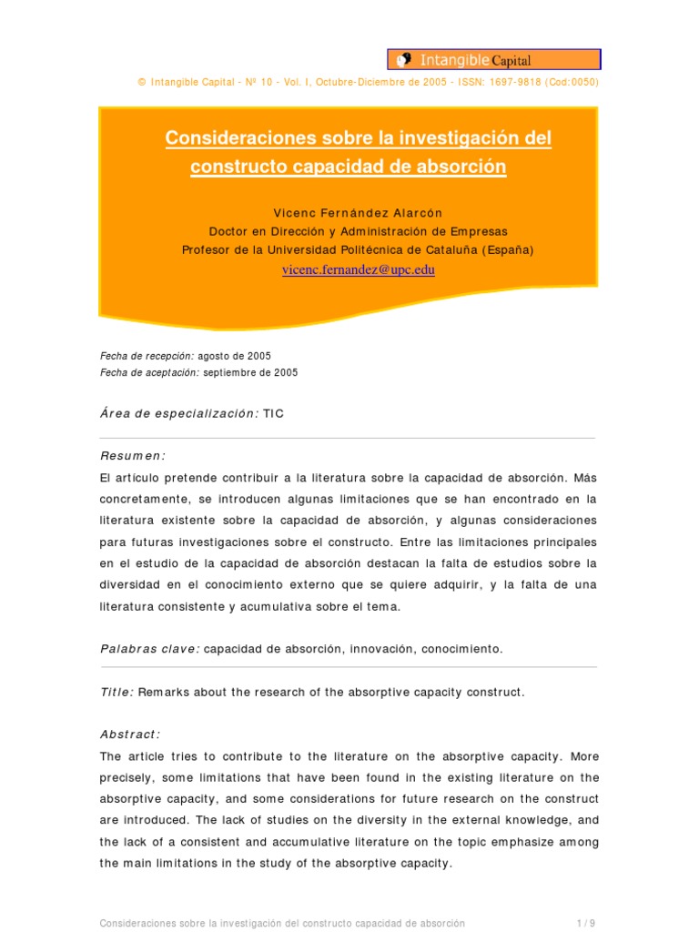 Cohen y Levinthal Absortive Capacities PDF Conocimiento Aluminio