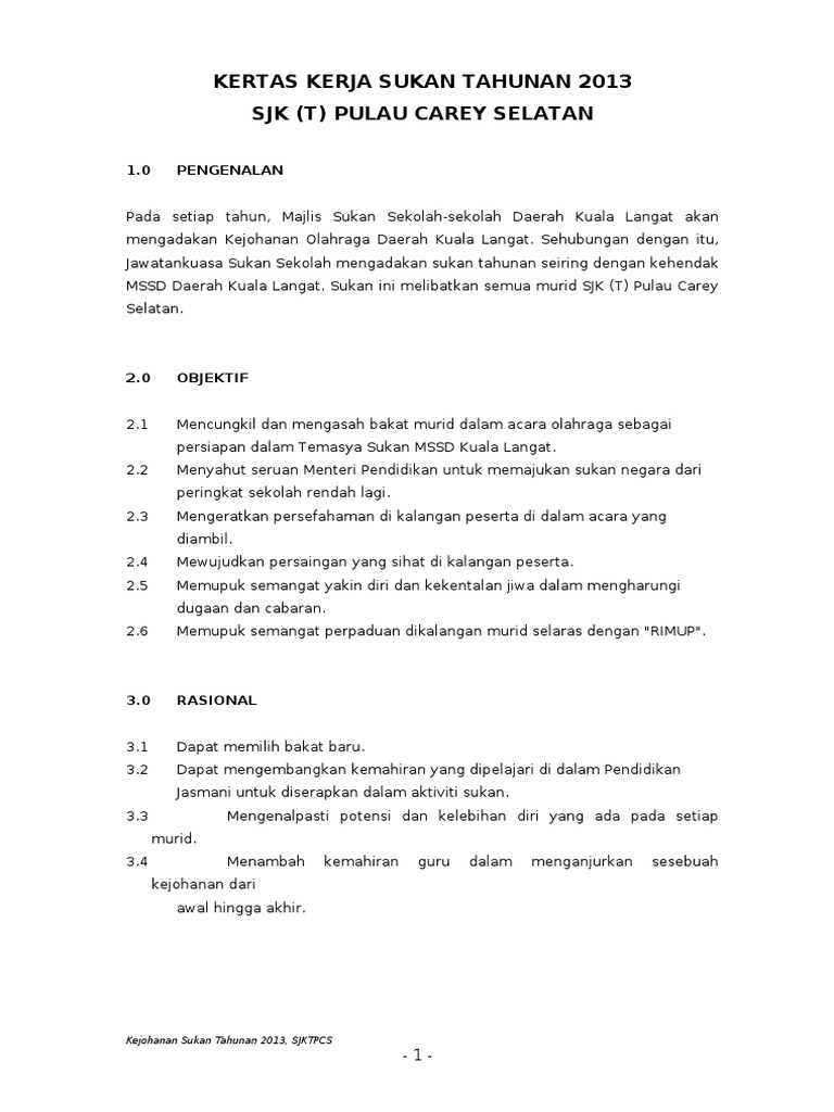Kertas Kerja Sukan 2013 Pdf