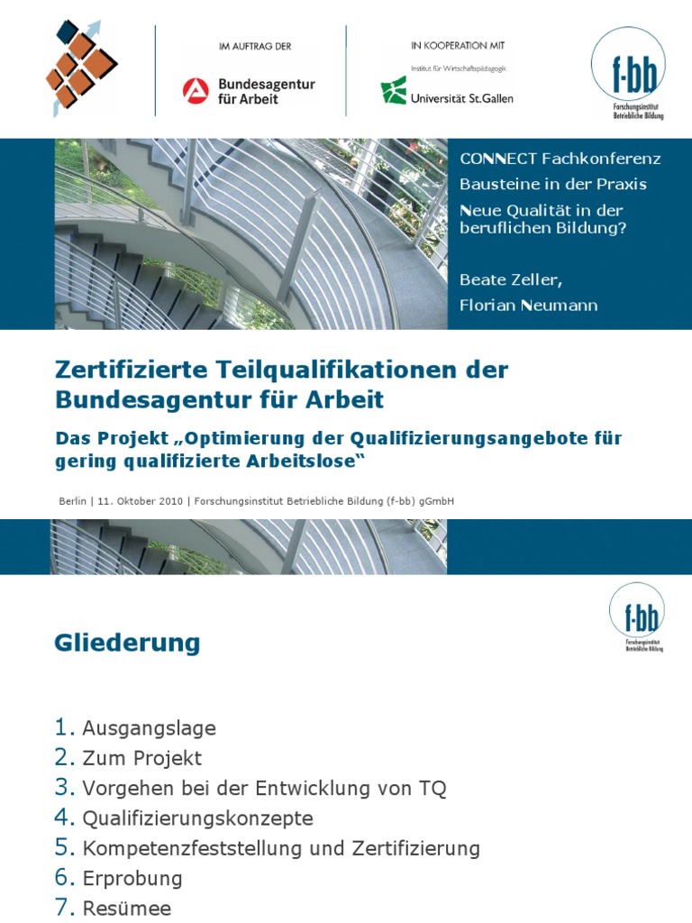 Zertifizierte Teilqualifikationen Der Bundesagentur Fuer Arbeit F