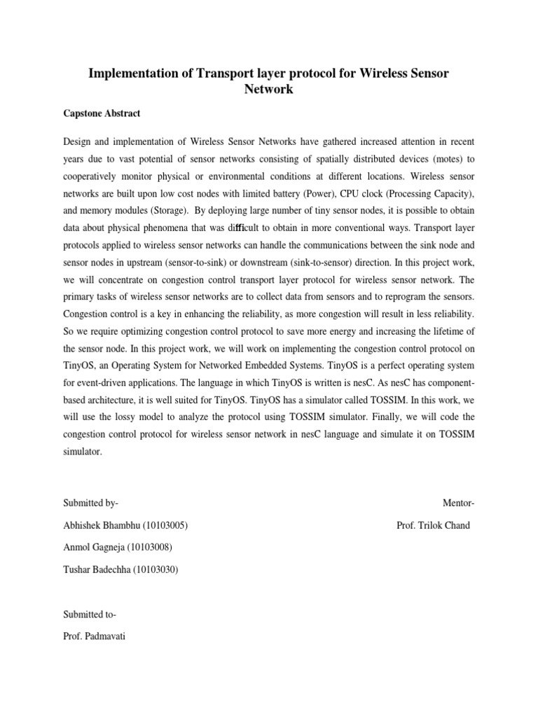 Congestion Control in Wireless Sensor Networks | PDF
