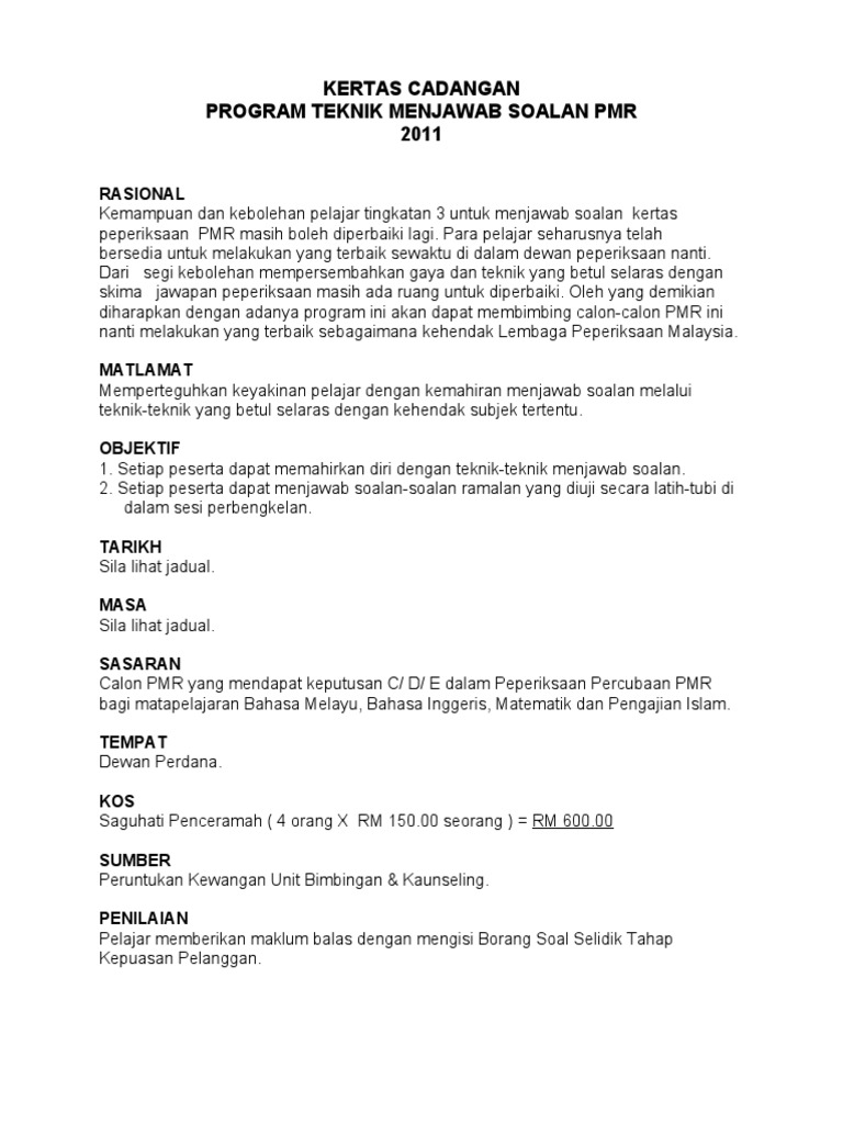 Teknik Menjawab Soalan Spm Pdf