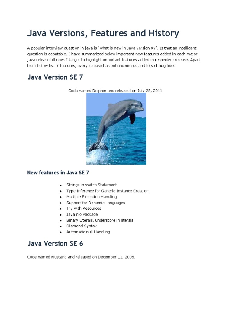 Java Versions | Java Version History | Java (Programming Language)
