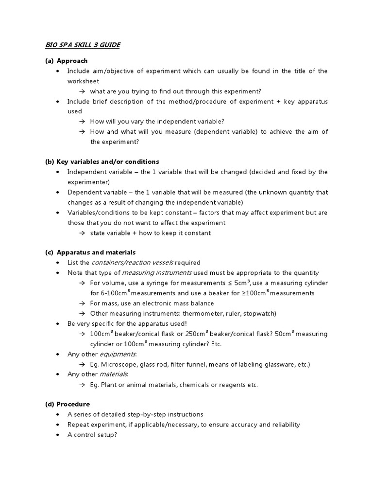 worksheet Experimental Variables Worksheet biology spa skill 3 guide experiment yeast