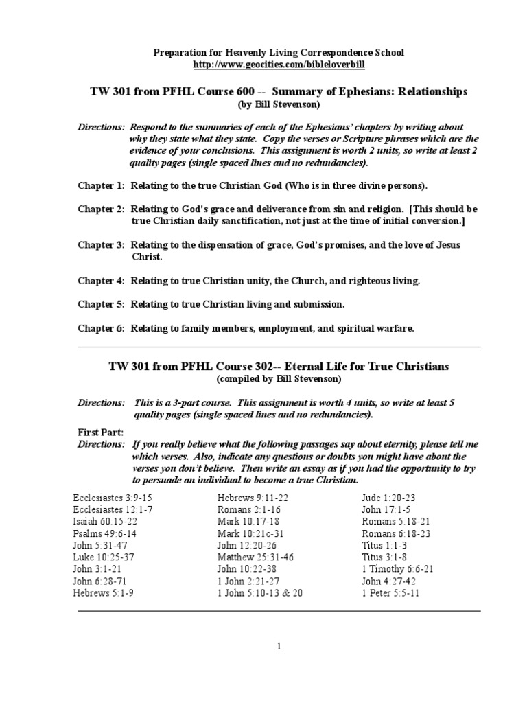 Ephesians Study and Eternal Life Course | PDF | Gospel Of John ...