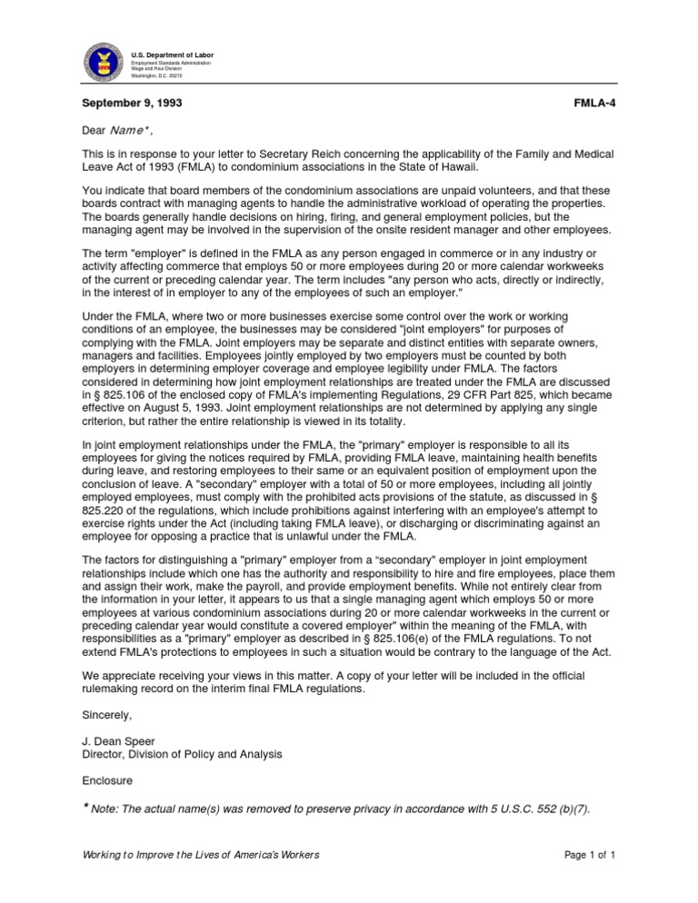 Department of Labor FMLA4 Download Free PDF Family And Medical