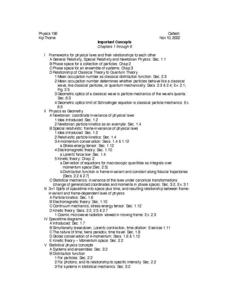 Key Concepts in Physics 136 at Caltech | PDF | Science & Mathematics
