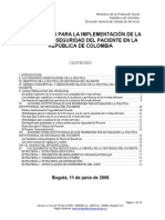 LINEAMINETOS IMPLEMETACIÓN  POLITICA DE SEGURIDAD DEL PACIENTE, 2008