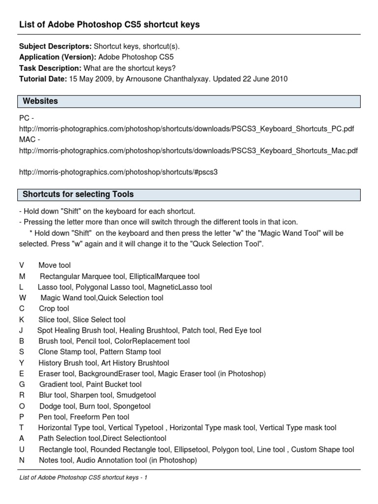 Photoshop Cs5 Shortcut Keys Adobe Photoshop Computer Graphics