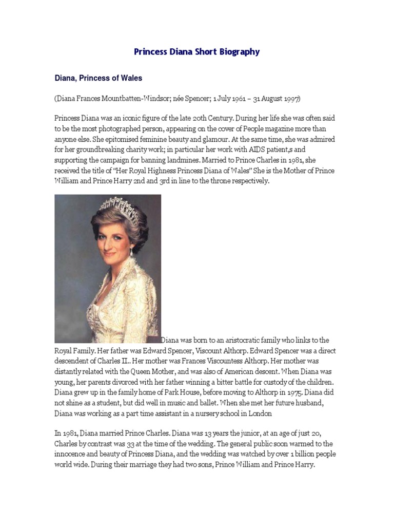 short biography about princess diana