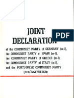 Joint Declaration of the Communist Party of Germany (m-l), the Communist Party of Spain (m-l), the Communist Party of Greece (m-l), the Communist Party of Italy (m-l), and the Portuguese Communist Party (Reconstructed)