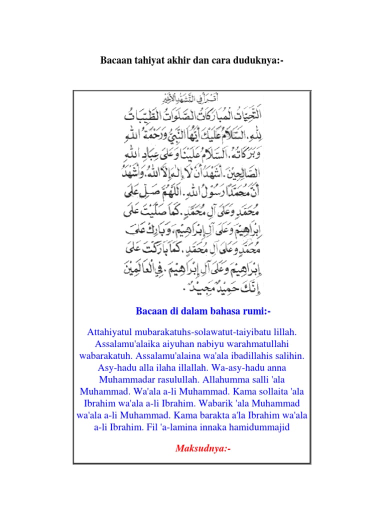 Maksud Tahiyat Akhir Dalam Bahasa Melayu