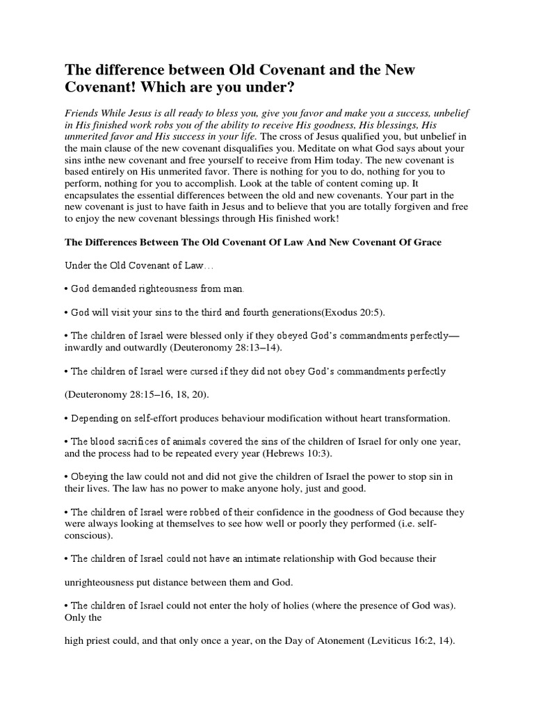 The Difference Between Old Covenant and The New Covenant PDF