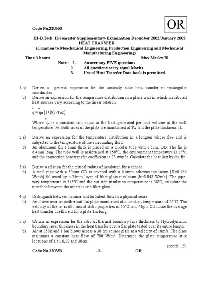 Heat Transfer Jan2003 or 320353 | PDF | Heat Transfer | Thermal Insulation