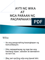 Filipino 1 Barayti NG Wika at Mga Paraan NG Pagpapahayag