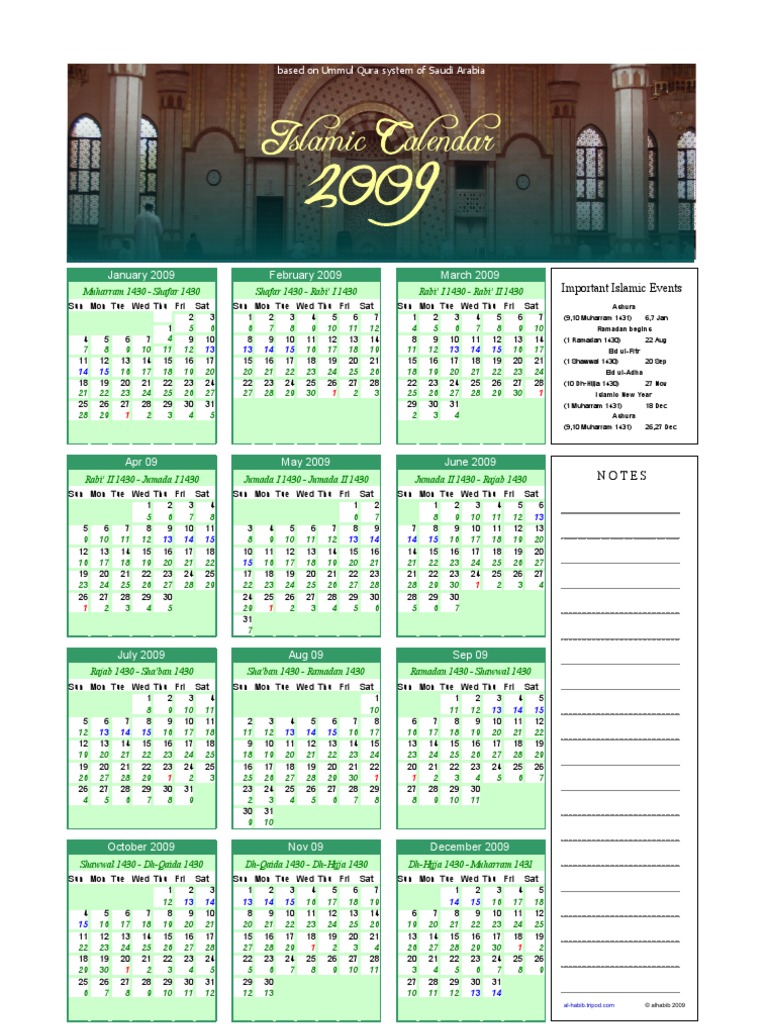 Islamic Calendar Ummulqura 2009 | PDF