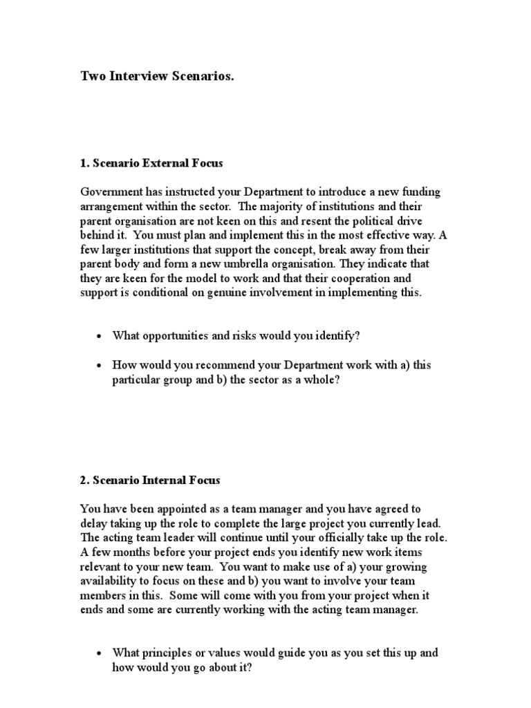 Two Interview Scenarios. | PDF