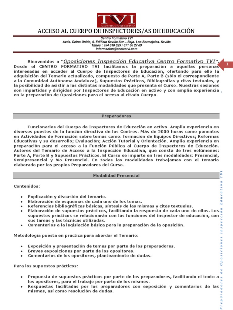 Preparación Oposiciones Inspectores Educación | PDF | Evaluación ...