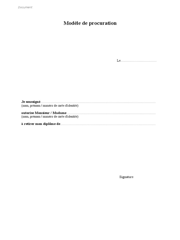 Exemple De Procuration Colis  ijanve