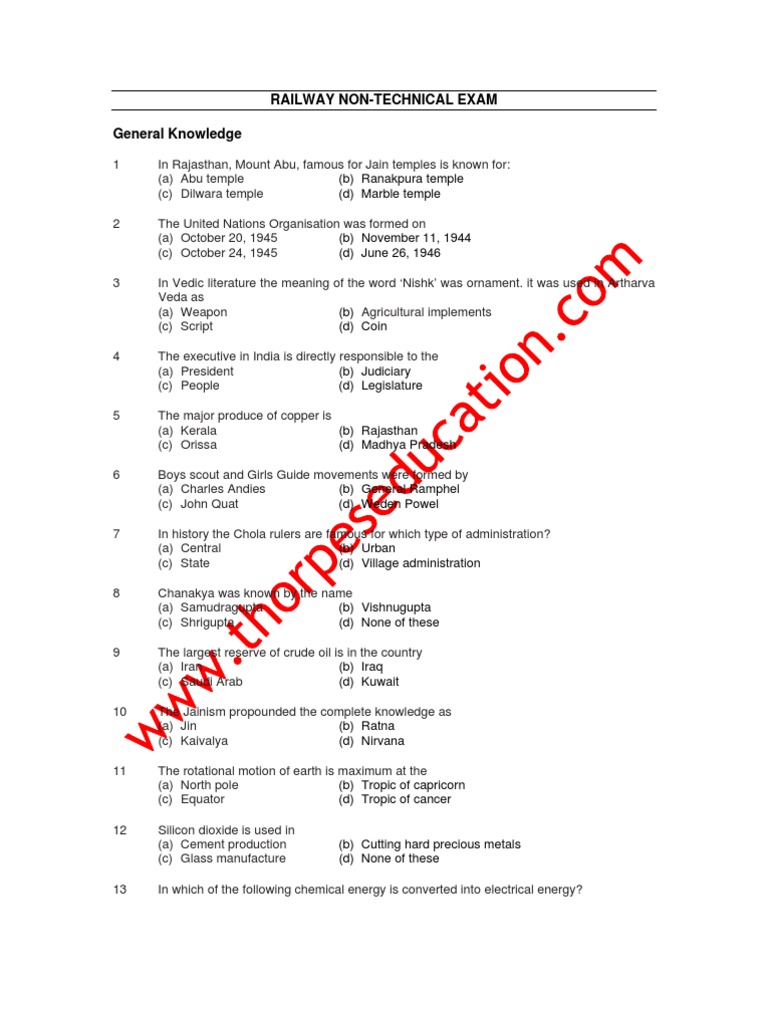 Railway NonTechnical Exam PDF Carbon Earth