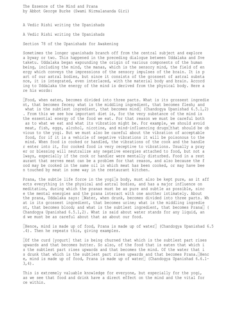 The Essence of The Mind and Prana Abbot Burke (Swami