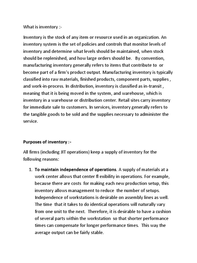 What Is Inventory PDF Inventory Distribution (Business)