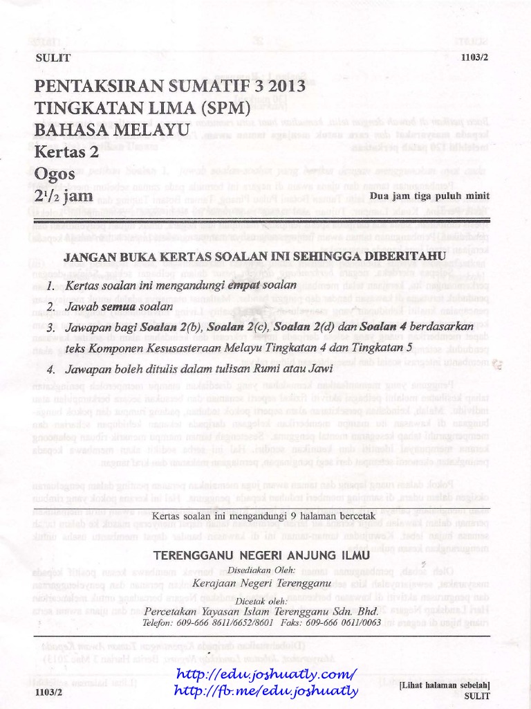 Edu Joshuatly Com Terengganu Trial Spm 2013 Bahasa Melayu 59391384