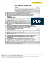 Management Checklist Safe Use of Vibration Tools