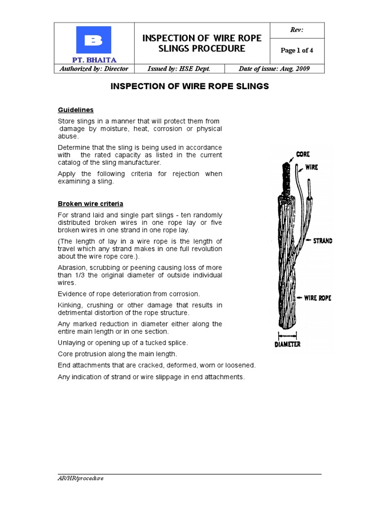 Wire Rope Sling Inspection Guidelines | PDF | Rope | Wire