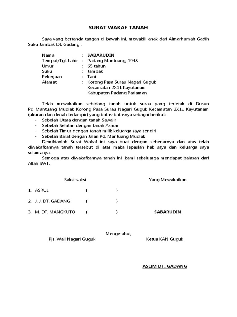 Contoh Surat Wakaf Tanah Masjid Agung Demak - IMAGESEE