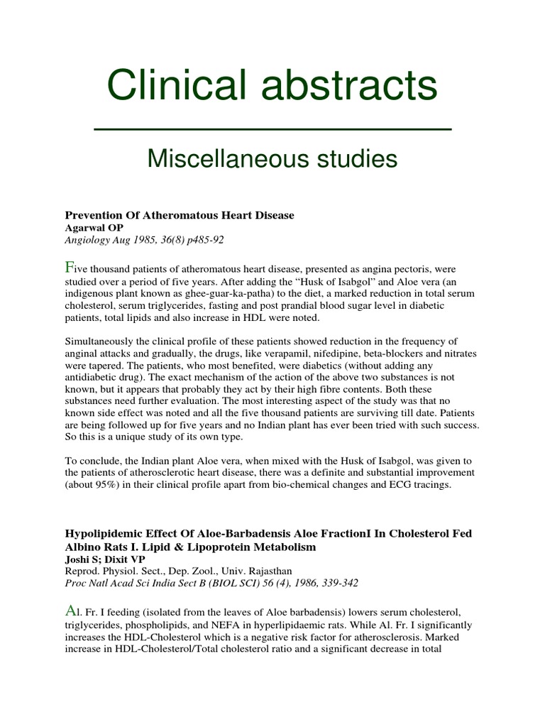 12 Miscellaneous Studies | PDF | High Density Lipoprotein | Cholesterol