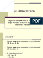 Slope Intercept Form