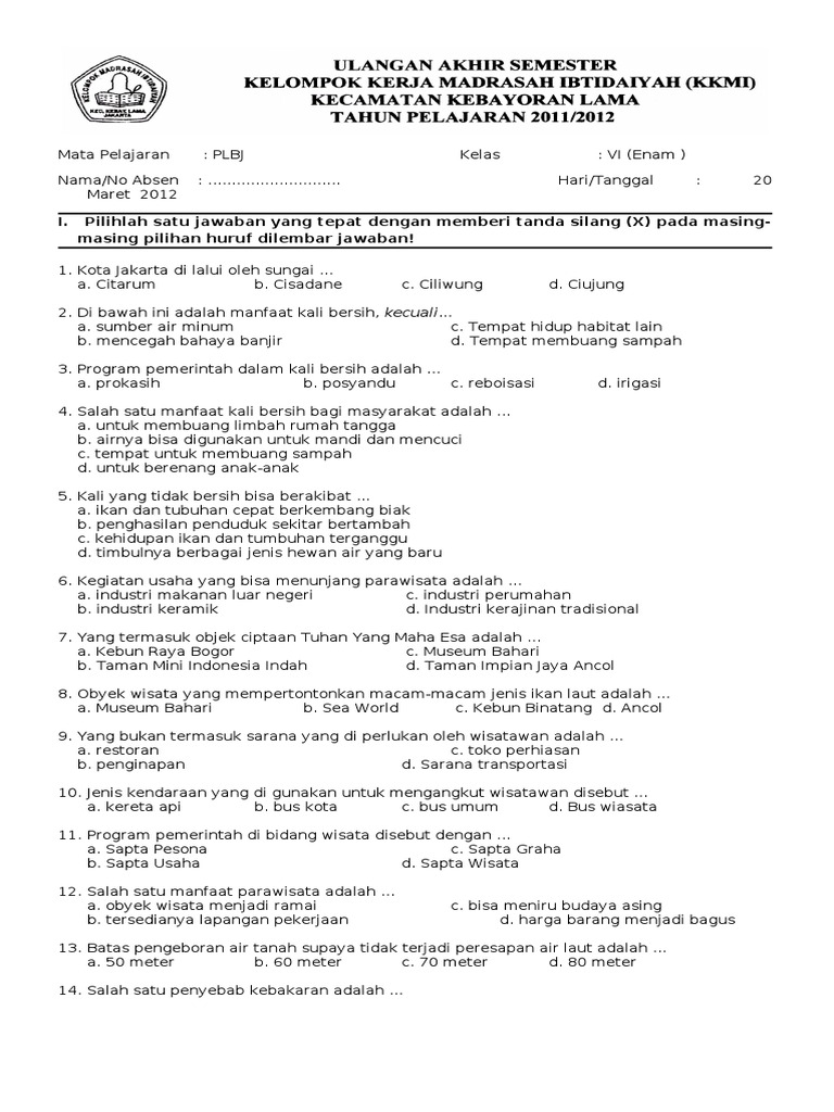 30 Ide Latihan Soal Plbj Kelas 3 Tempat Wisata Cakrawala
