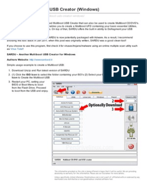 SARDU Multiboot USB Creator Windows PDF | PDF