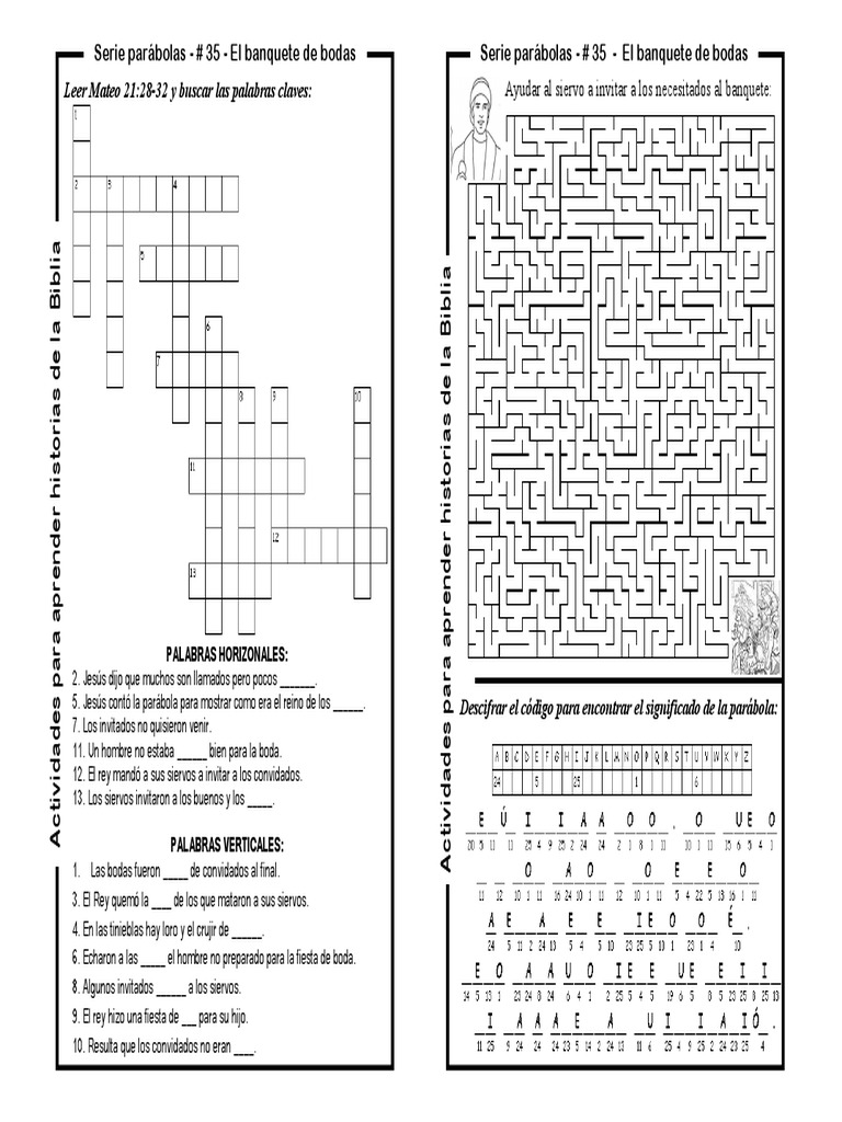 Hoja De Actividades Parabola 35 El Banquete De Bodas