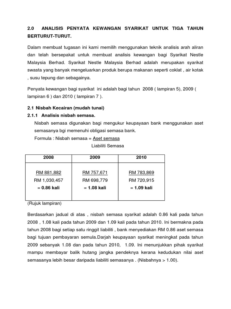Analisis penyata kewangan